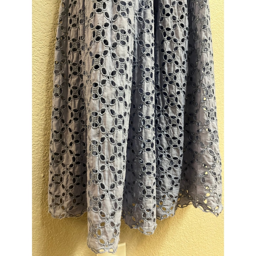Free People Perfect Storm Madi Dress Blue Smocked Eyelet Floral Puff Sleeve - Picture 3 of 10